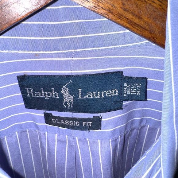 Polo Ralph Lauren Blue Striped Pinpoint Oxford Button Down Shirt Sz L - Picture 2 of 8
